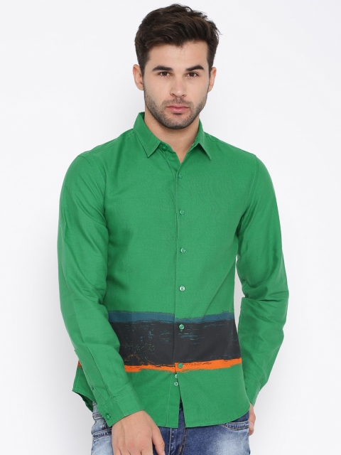 

United Colors of Benetton Men Green Printed Shirt