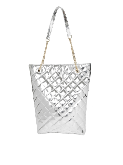 

Berrypeckers Silver-Toned Quilted Shoulder Bag