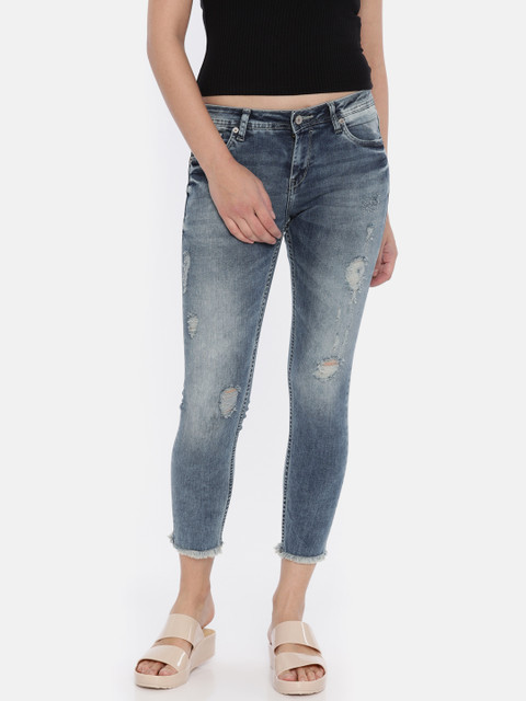

Lee Cooper Women Blue Skinny Fit Low-Rise Mildly Distressed Stretchable Jeans