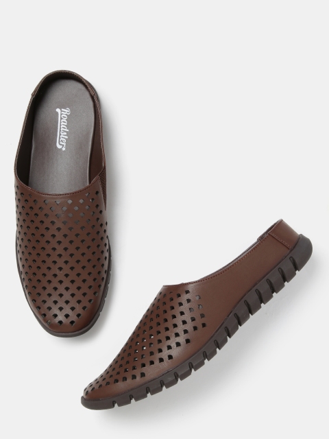 

Roadster Men Coffee Brown Shoe-Style Sandals with Laser Cuts