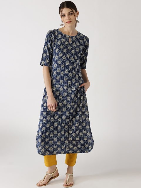 

Libas Women Blue Printed Straight Kurta