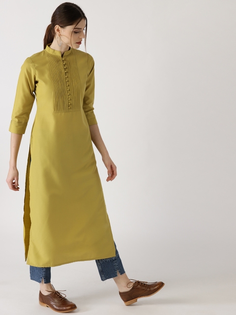 

Libas Women Lime Green Solid Straight Kurta