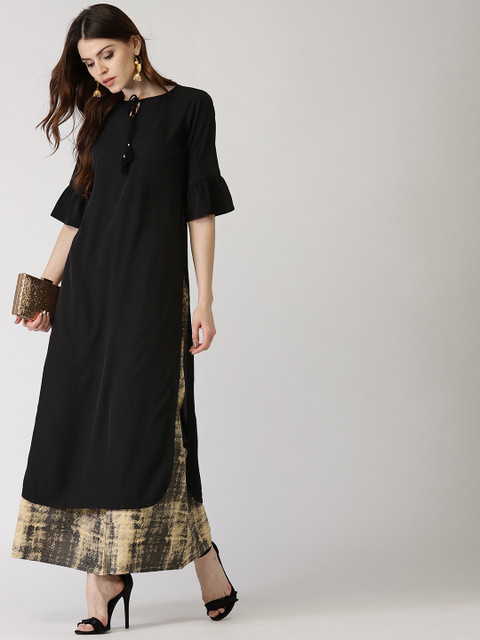

Libas Women Black & Beige Solid Kurta with Palazzos
