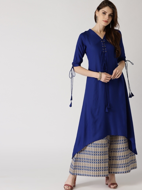 

Libas Women Blue & Beige Solid Kurta with Palazzos