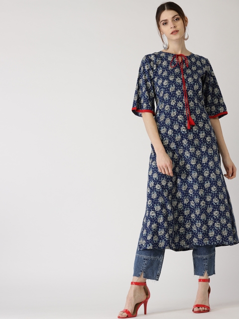 

Libas Women Blue Printed A-Line Kurta