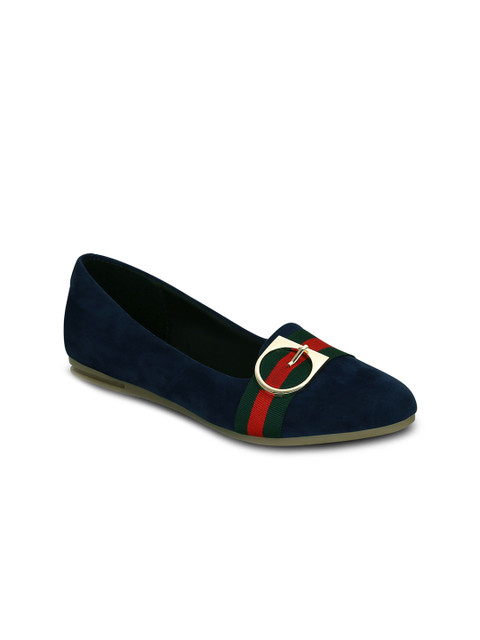 

Get Glamr Women Blue Solid Faux Suede Ballerinas