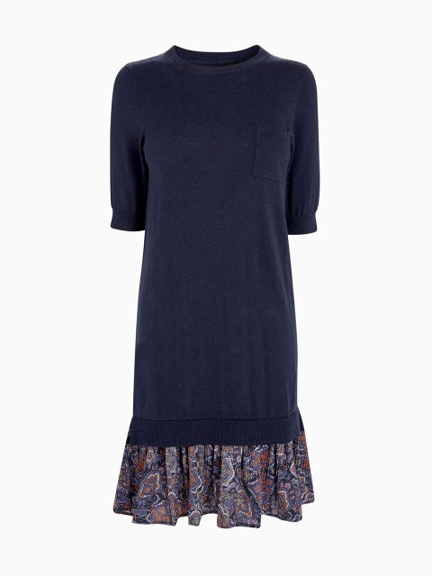 

next Women Navy Blue Solid Fit and Flare Dress