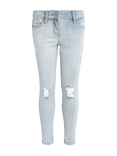 

next Girls Blue Slim Fit Low-Rise Low Distress Stretchable Jeans