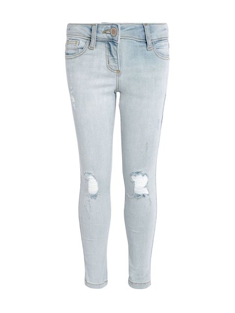 

next Girls Blue Slim Fit Mid-Rise Clean Look Stretchable Jeans
