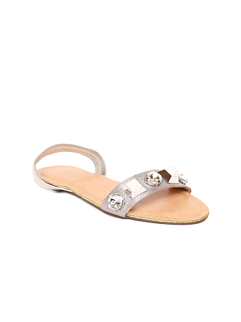 

Catwalk Women Silver-Toned Embellished Open Toe Flats