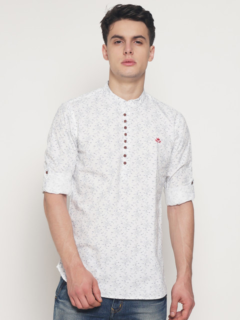 

The Indian Garage Co Men White Printed Straight Kurta