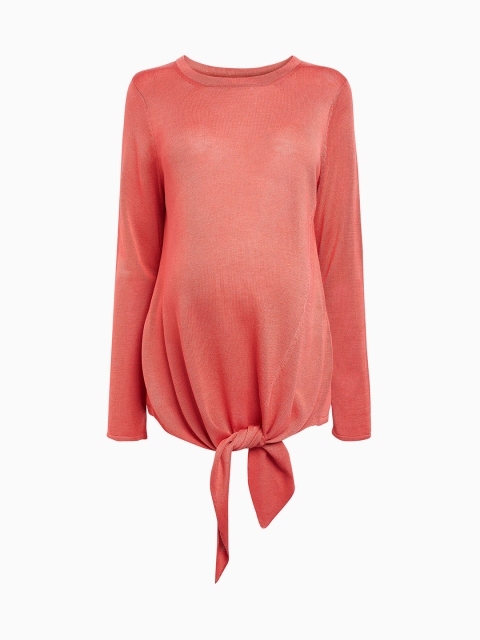 

next Women Coral Red Self Design Pullover