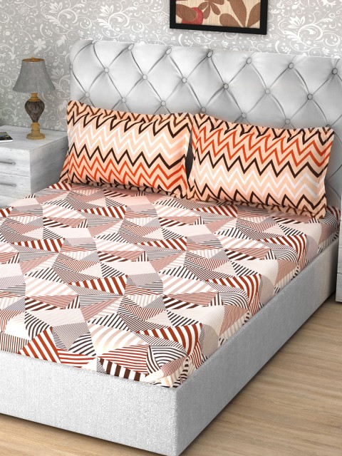 

Story@home Brown Geometric Flat 186TC Cotton 1 Double Bedsheet with 2 Pillow Covers