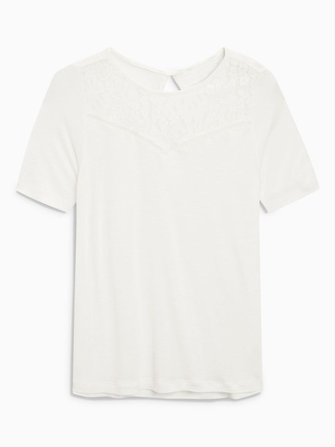 

next Women White Solid Round Neck T-shirt