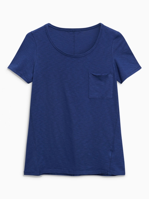 

next Women Blue Solid Round Neck T-shirt