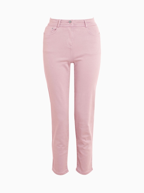 

next Women Pink Regular Fit Mid-Rise Clean Look Stretchable Jeans