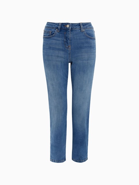 

next Women Blue Regular Fit Mid-Rise Clean Look Stretchable Jeans