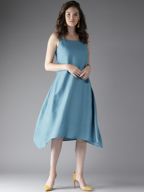 

HERE&NOW Women Blue Solid A-Line Dress