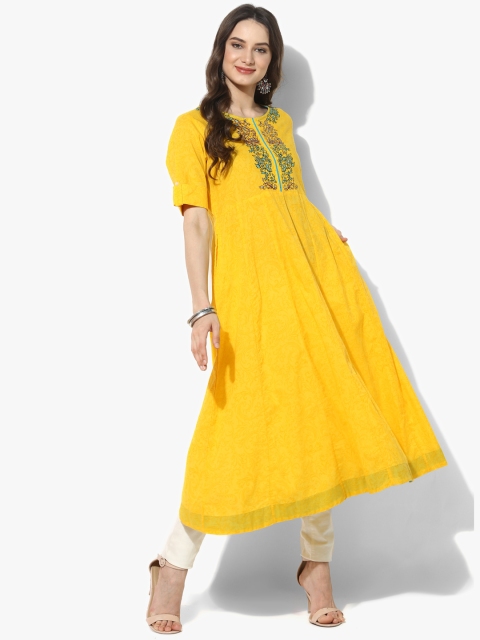 

Sangria Women Yellow Embroidered Anarkali Kurta