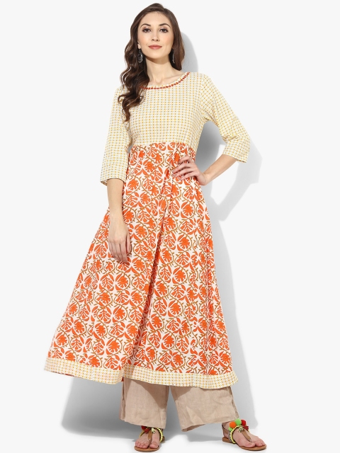 

Sangria Women Orange Printed Anarkali Kurta