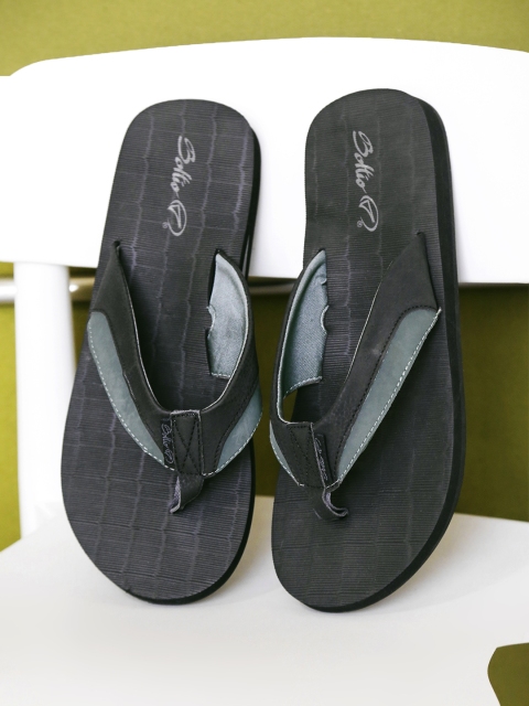 

Boltio Men Black & Grey Flip-Flops