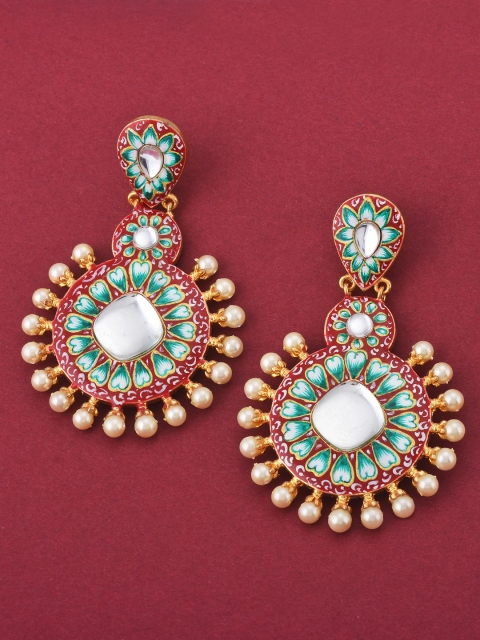 

Tistabene Red & Green Circular Drop Earrings