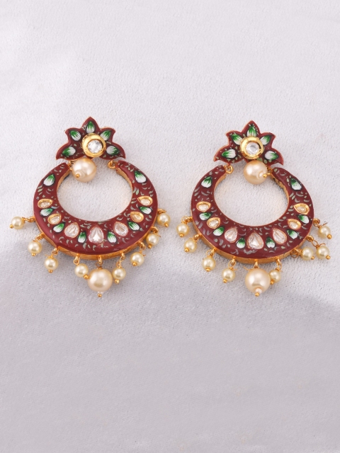 

Tistabene Maroon & Green Crescent Shaped Chandbalis