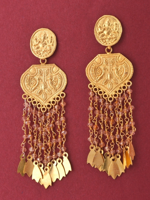 

Tistabene Gold-Toned & Pink Spherical Drop Earrings