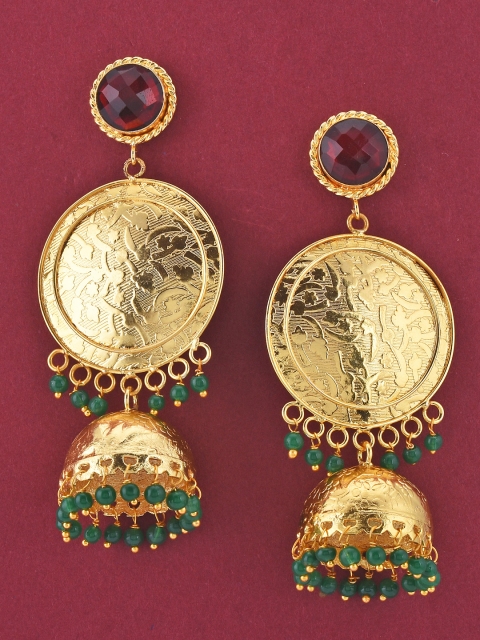 

Tistabene Gold-Toned & Red Circular Jhumkas