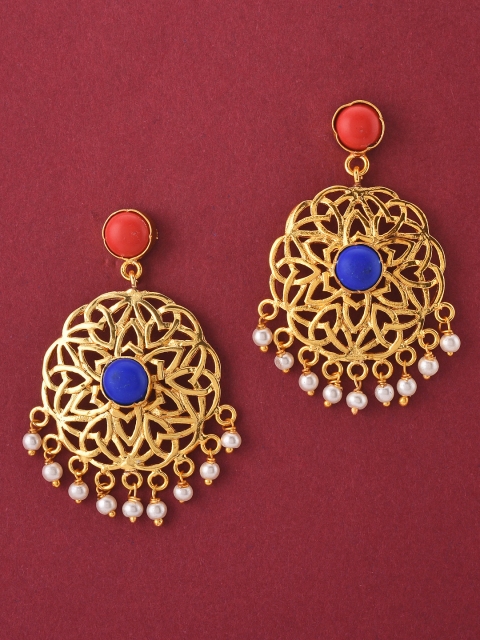 

Tistabene Gold-Toned & Red Circular Drop Earrings