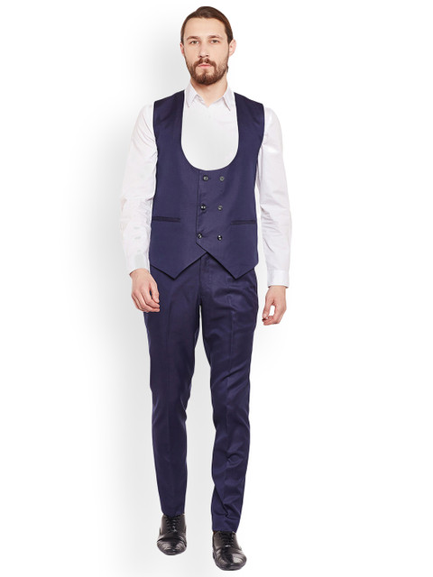 

Routeen Navy Blue Formal Waistcoat Suit