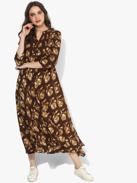 

Sangria Women Brown Printed A-Line Dress