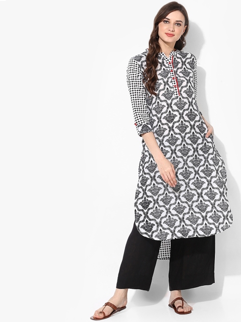 

Sangria Women Black & White Printed A-Line Kurta