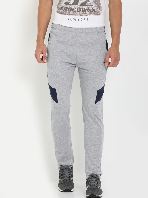 

Crocodile Grey Melange & Navy Blue Colourblocked Slim Fit Track Pants