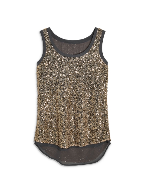 next Women Gold-Toned Self Design Top next Women Gold-Toned Self Design Top