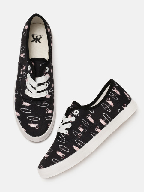 

Kook N Keech Women Black Printed Sneakers