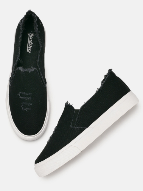 

Roadster Women Black Denim Slip-On Sneakers