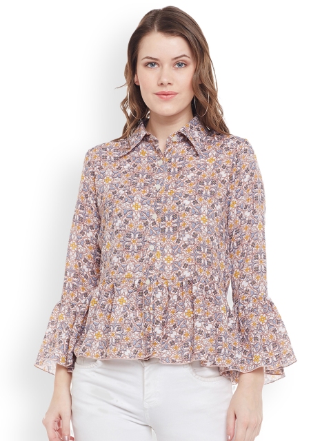 

Meee Women White Printed Peplum Top
