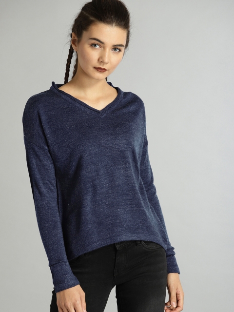 

Roadster Women Blue Solid Pullover