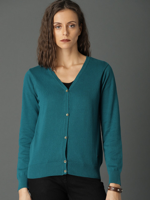 

Roadster Women Teal Solid Cardigan