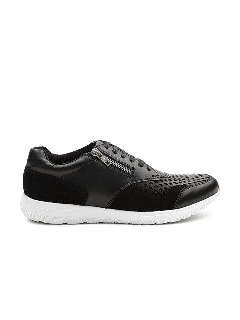 

Carlton London Men Black Laser-Cut Sneakers