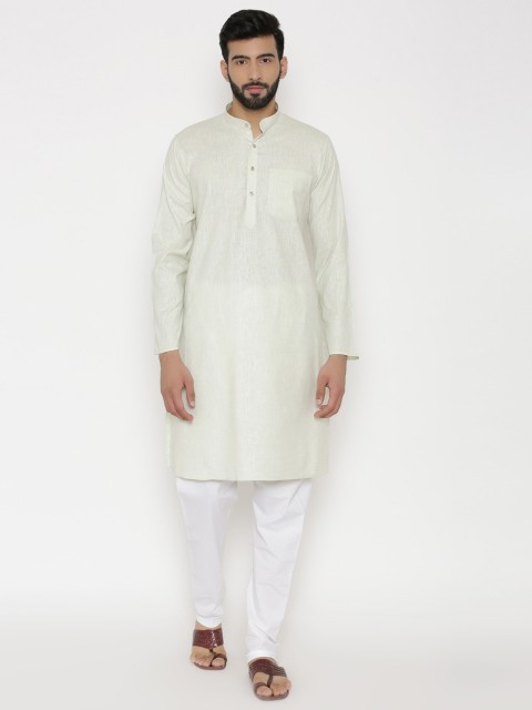 

Wintage Men Green Solid Straight Kurta