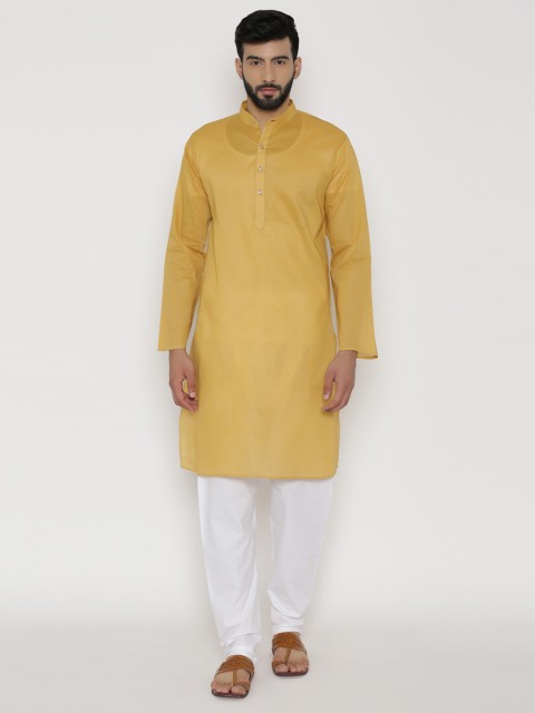 

Wintage Men Yellow Solid Straight Kurta