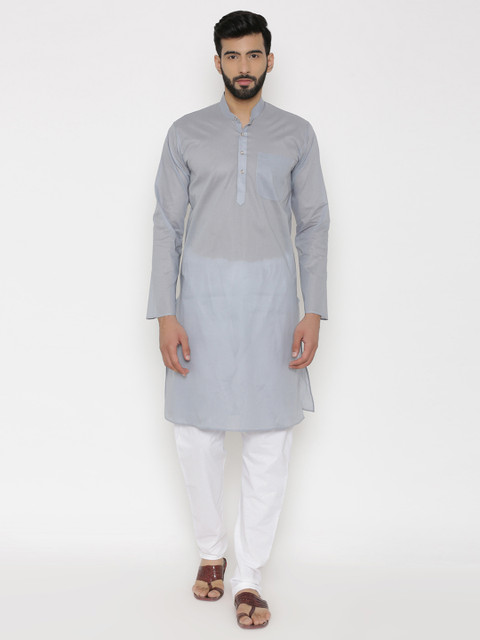 

Wintage Men Grey Solid Straight Kurta