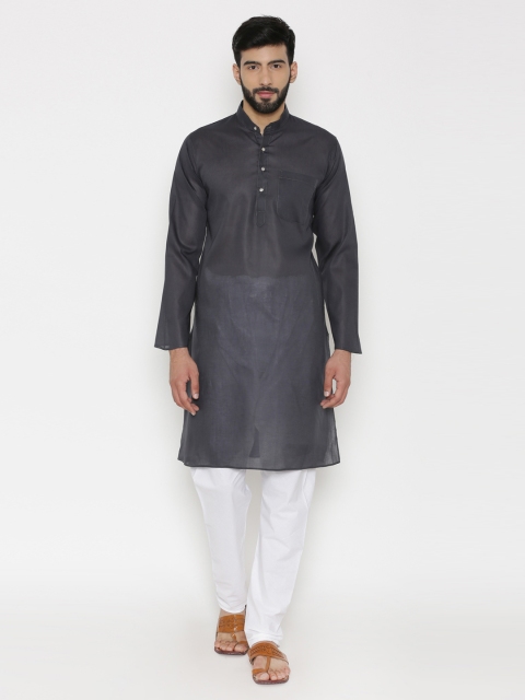 

Wintage Men Grey Solid Straight Kurta