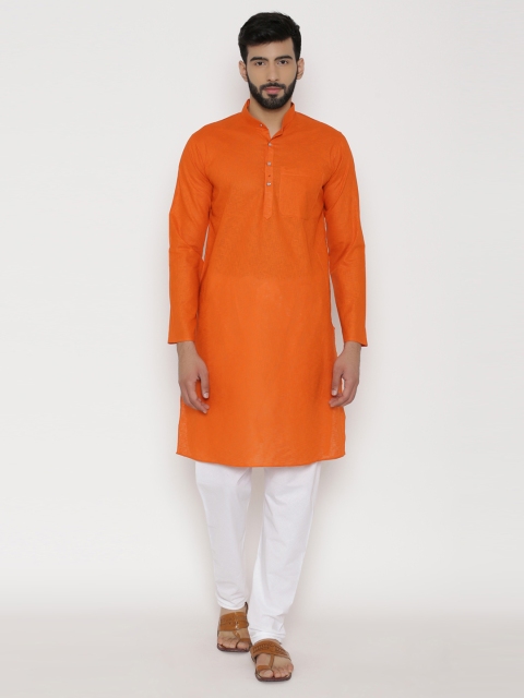 

Wintage Men Orange Solid Straight Kurta
