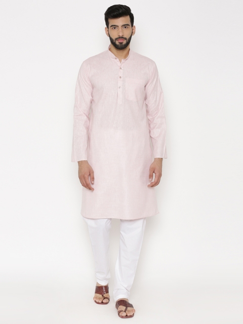 

Wintage Men Pink Solid Straight Kurta