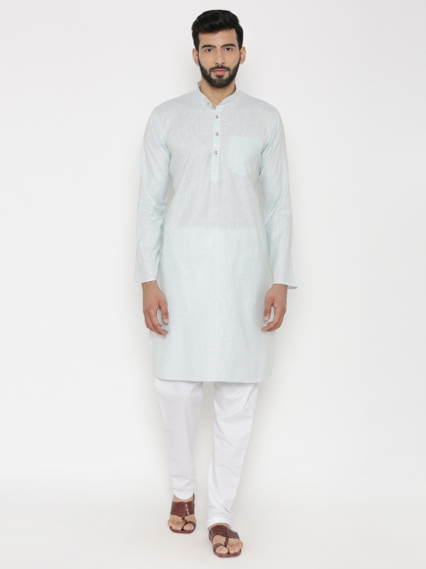 

Wintage Men Sea Green Solid Straight Cotton Kurta