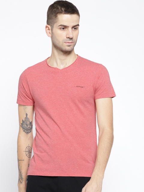 

Ed Hardy Men Pink Solid V-Neck T-shirt