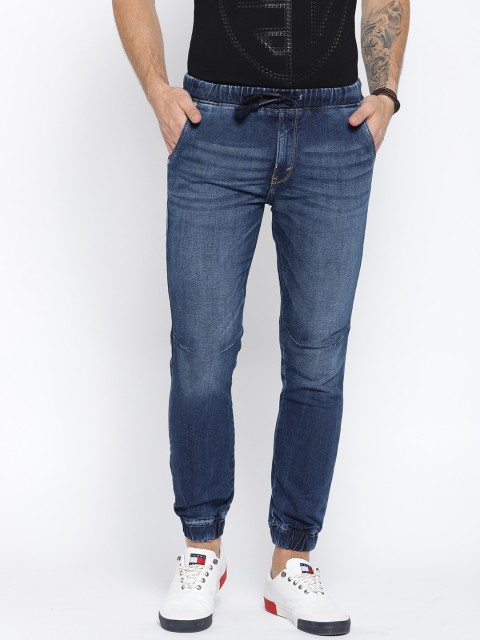 

Ed Hardy Men Navy Blue Mid-Rise Clean Look Stretchable Joggers